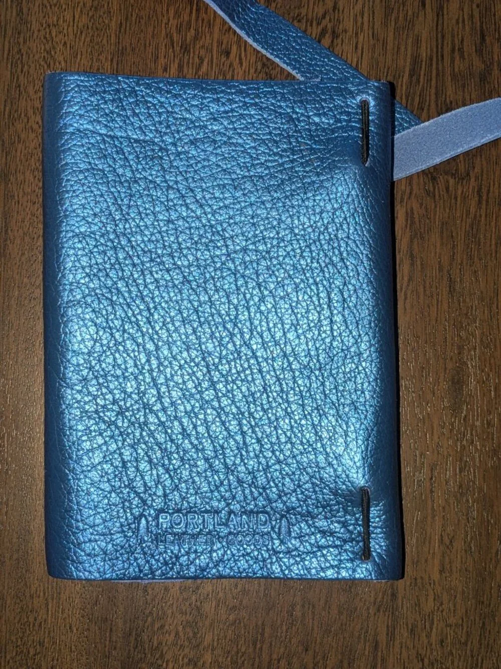 Handcrafted Blue Leather Journal Notebook with Wrap Closure